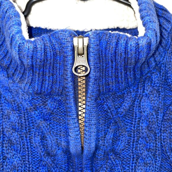 Lands End Blue Cable Knit Half-Zip Sweater L 14-16 - Picture 4 of 6
